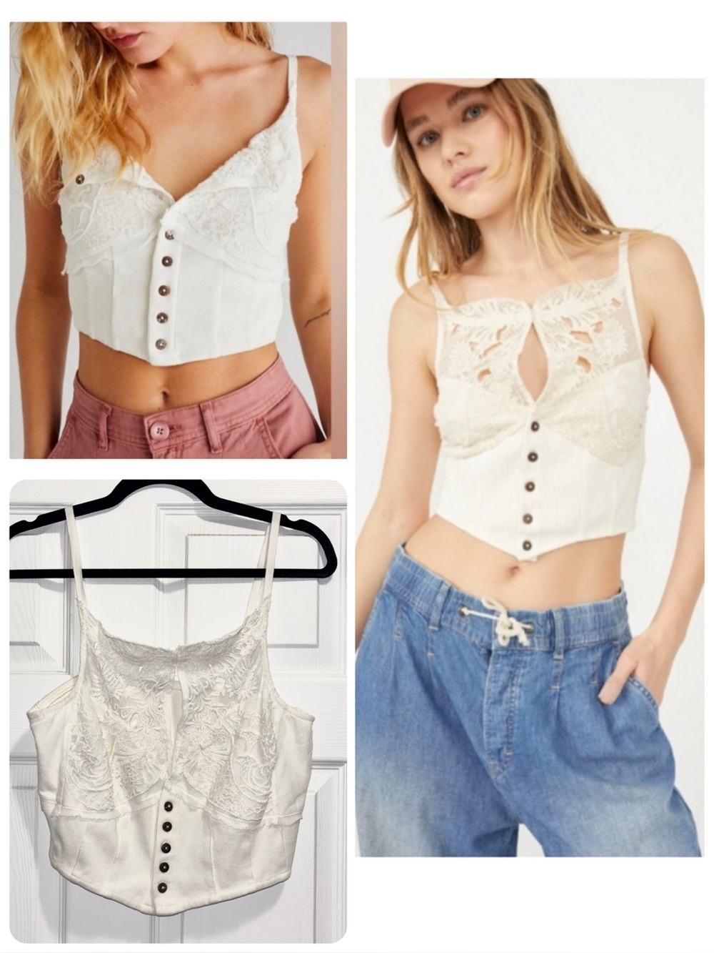 Free People Have My Heart Tank Top White Cropped Tank Top Size Large